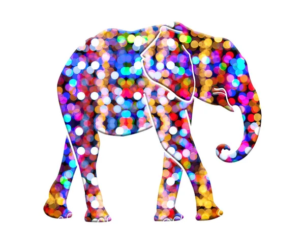 Una Semplice Illustrazione Una Silhouette Elefante Con Design Colorato Isolato — Foto Stock