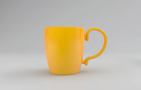 Uma Renderização Mockup Caneca Realista Fundo Branco — Fotografia de Stock