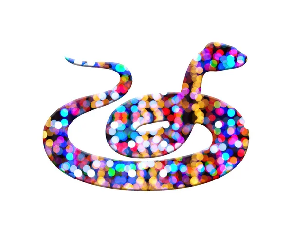 Una Serpiente Aislada Compuesta Coloridas Luces Bokeh Fondo —  Fotos de Stock