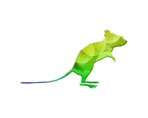 Prosta Ilustracja Sylwetki Myszy Kolorowym Wzorem Odizolowanym Białym Tle — Zdjęcie stockowe
