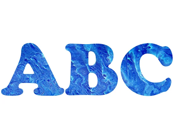 白色背景上波浪状纹理组成的字母 Abc 的孤立图解 — 图库照片