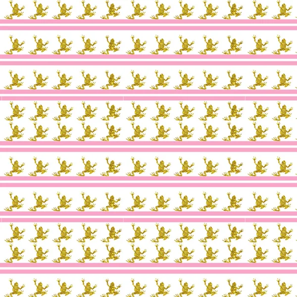 Иллюстрация Золотой Лягушки Белом Фоне Розовыми Линиями — стоковое фото