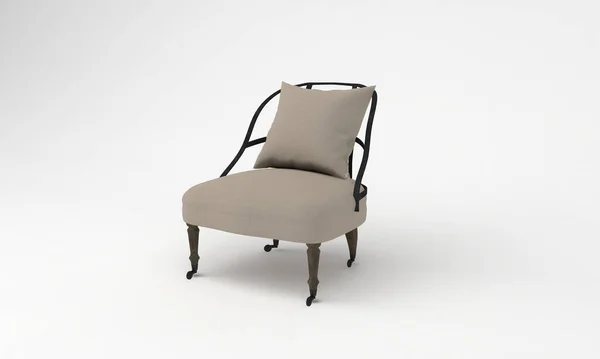 Uma Renderização Cadeira Estofada Com Rodas Fundo Branco — Fotografia de Stock