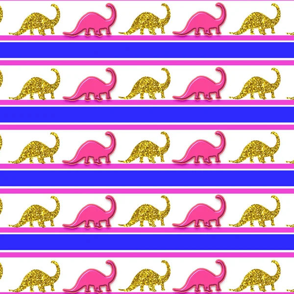 Een Illustratie Van Roze Gouden Dinosaurussen Met Horizontale Lijnen Een — Stockfoto
