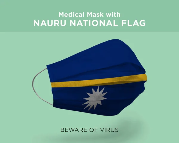 Een Weergave Van Een Medisch Masker Met Nauro National Flag — Stockfoto