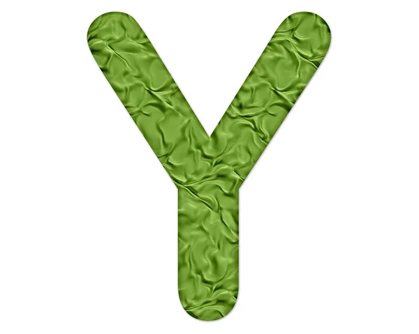 Изолированная Буква Состоящая Смятой Зеленой Текстуры Белом Фоне — стоковое фото