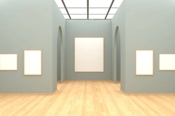 Uma Renderização Uma Sala Museus Vazia Imagem De Stock