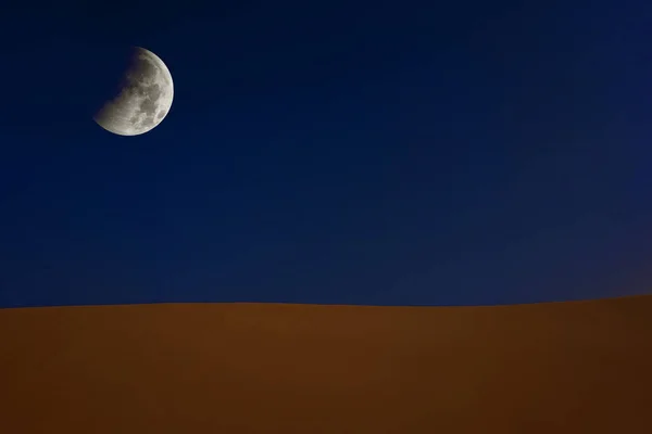 Abstract Collage Sand Dune Desert Sudan Moon Dark Sky — Stock Photo, Image