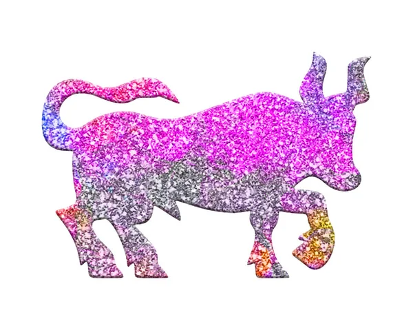 Een Illustratie Van Een Stier Gevuld Met Glanzende Kleurrijke Glitter — Stockfoto
