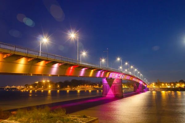 Osvětlený Městský Most Noci — Stock fotografie