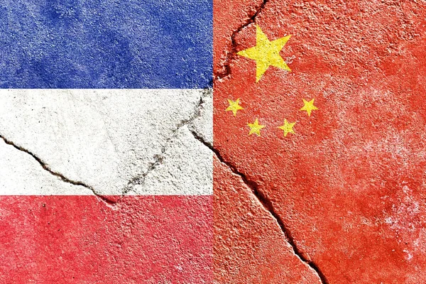 Illustration Flags France China Rocky Cracked Surface Conflicts Politics — Stock Photo, Image