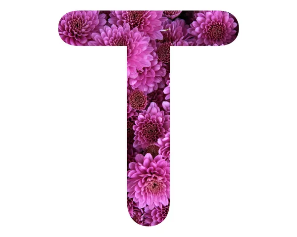 Иллюстрация Буквы Наполненной Розовыми Цветками Выделенными Белом Фоне — стоковое фото