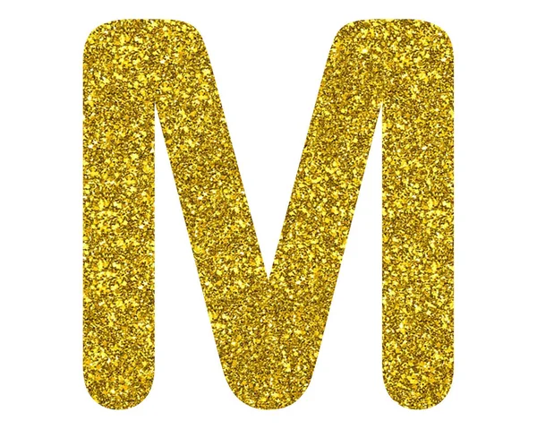 Illustration Letter Filled Golden Shiny Glitter Isolated White Background — kuvapankkivalokuva