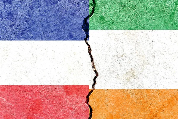 Illustration Flags France Ireland Cracked Surface Conflict International Politics — Stock Fotó