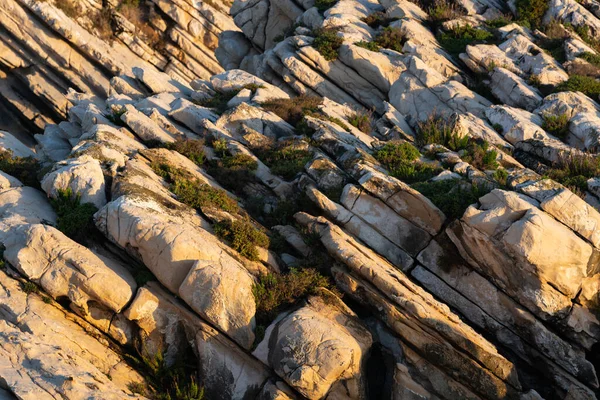 Bellissimi Dettagli Scisti Scogliera Baleal Isola Tramonto Peniche Portogallo — Foto Stock