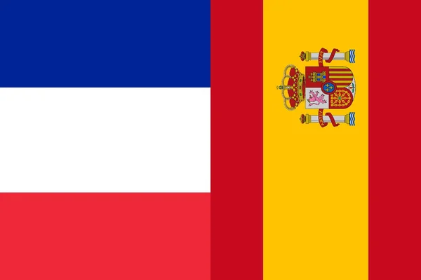 Uma Ilustração Das Bandeiras França Espanha Lado Umas Das Outras — Fotografia de Stock