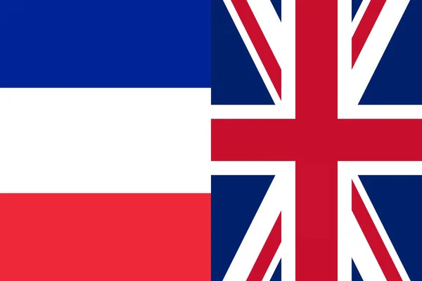 フランスとイギリスの国旗のイラストが隣り合っています — ストック写真