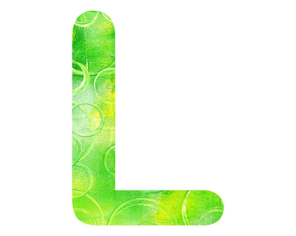 Illustration Letter Filled Green Texture Isolated White Background — Stock Photo, Image