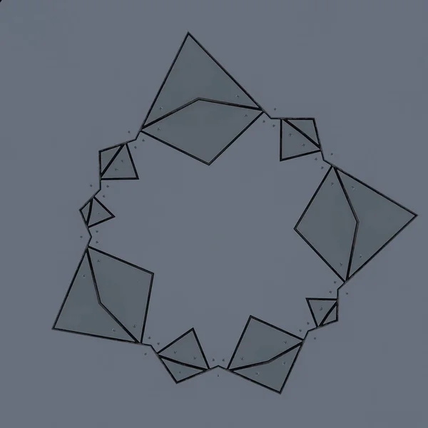 Uma Ilustração Partículas Abstratas Forma Triângulo Geométrico Sobre Fundo Cinzento — Fotografia de Stock