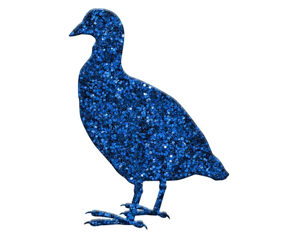 Μια Απεικόνιση Ενός Πουλιού Από Κουκούτσι Γεμάτο Γυαλιστερό Μπλε Γκλίτερ — Φωτογραφία Αρχείου