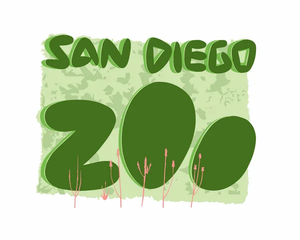 Grafisk Illustration Tecken San Diego Zoo Skriven Grönt Isolerad Vit — Stockfoto