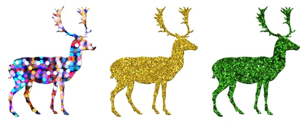 Una Ilustración Tres Ciervos Con Texturas Coloridas Aisladas Sobre Fondo — Foto de Stock