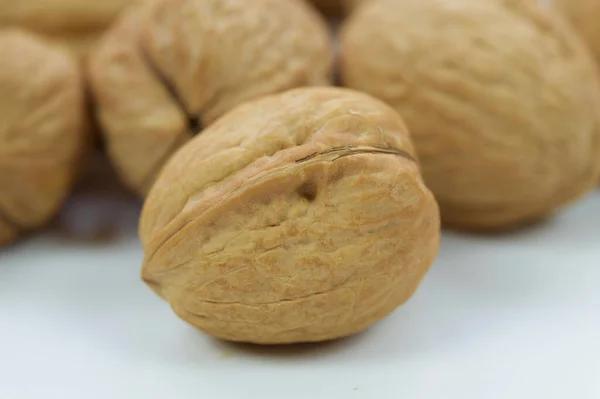 Group Walnuts White Background — Stock Photo, Image