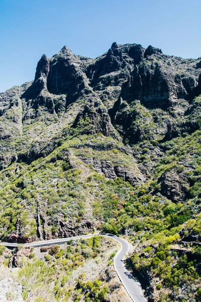 Plano Vertical Acantilados Rocosos Tenerife Junto Océano Atlántico Masca — Foto de Stock