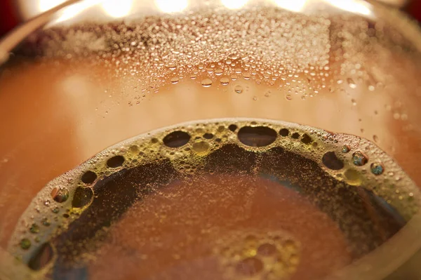 Tiro Macro Gotas Óleo Água Ensaboada — Fotografia de Stock