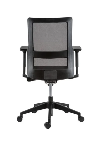 Vertical Rear View Black Office Chair Isolated White Background — Stock Photo, Image
