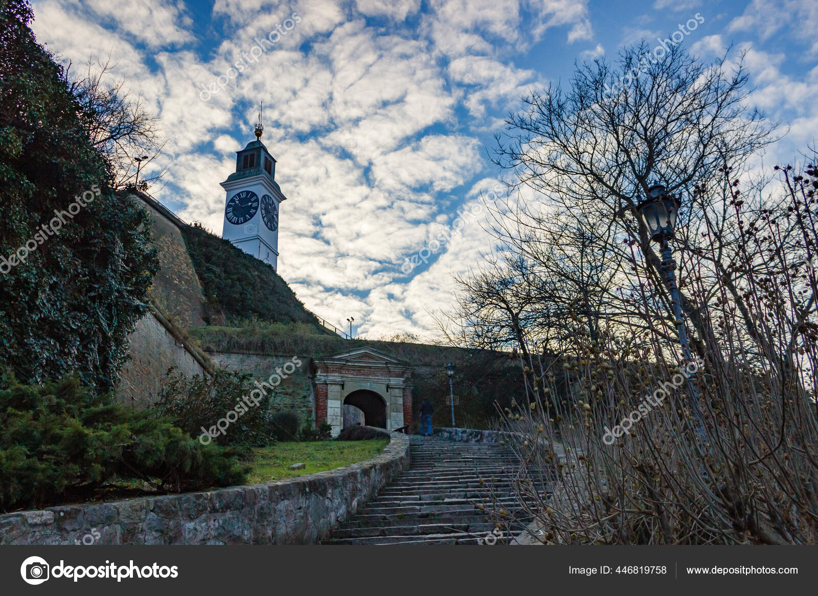 Beautiful View Old Historical Clock Tower Petrovaradin Fortress