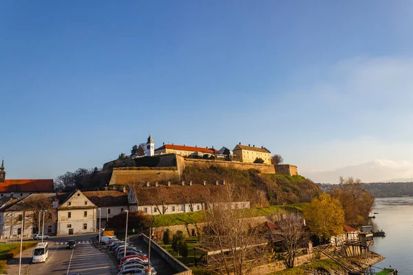 Majestic Cloudscape Historical Petrovaradin Castle Danube River Novi Sad Serbia — Stock Photo, Image