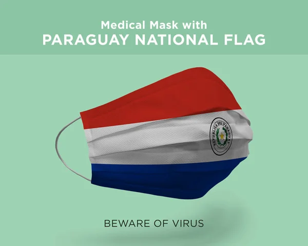 Yeşil Arka Planda Para Ulusal Bayrağı Ile Tıbbi Maskenin Boyutlu — Stok fotoğraf