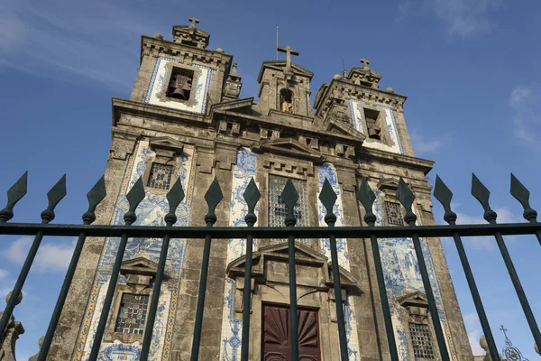 Igreja Santo Ildefonso Com Cerca Flecha Porto Portugal — Fotografia de Stock