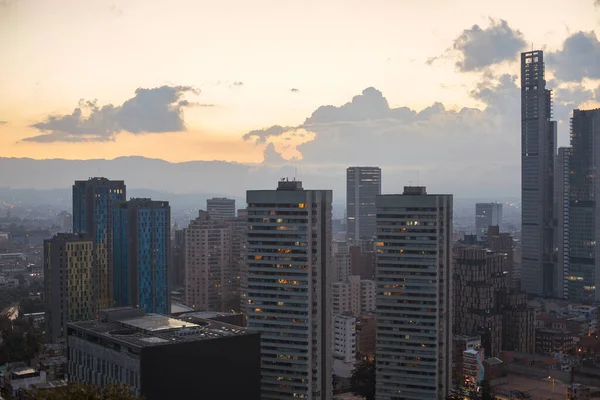 Scenic View Urban Area Modern Skyscrapers Gloomy Sky Background — Stock Photo, Image