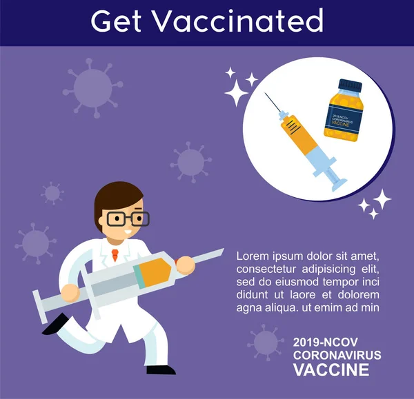 Illustration Doctor Syringe Vaccine Get Vaccinated Coronavirus Covid Vaccination Awareness — Stock Photo, Image