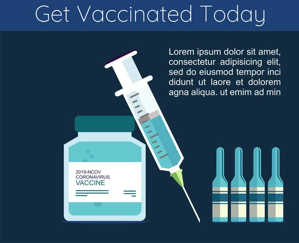 Illustration Spruta Och Vaccin Bli Vaccinerad Idag Coronavirus Covid Vaccination — Stockfoto