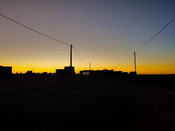 Силуэт Городских Зданий Время Заката — стоковое фото