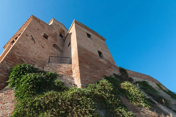 Eine Flache Aufnahme Einer Alten Mittelalterlichen Backsteinburg Unter Freiem Himmel — Stockfoto