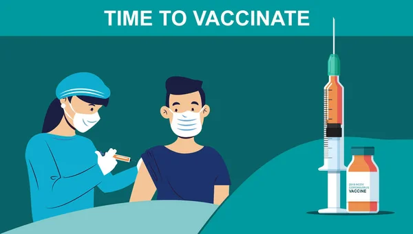 Covid Aşı Hakkında Bir Bilgi Afişi Aşı Zamanı — Stok fotoğraf
