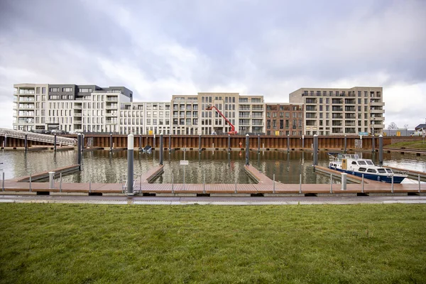 Zutphen Nederländerna Jan 2021 Noorderhaven Rekreationshamn Med Liten Båt Förgrunden — Stockfoto