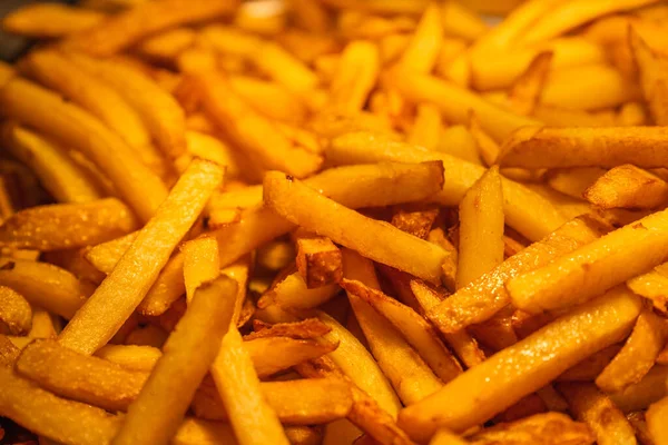 Närbild Fet Fransk Pommes Frites Potatis Bakgrund Horisontell Inriktning — Stockfoto