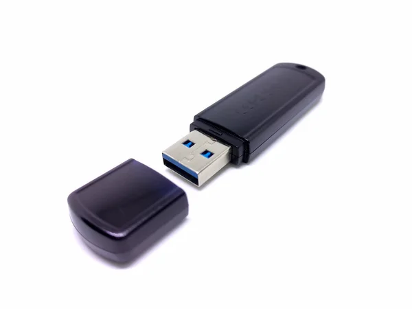 Egy Közeli Felvétel Egy Usb Flash Drive Elszigetelt Fehér Alapon — Stock Fotó