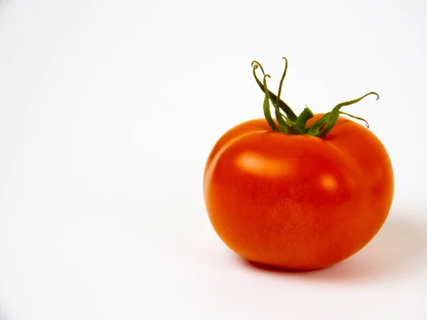 Une Tomate Génétiquement Modifiée Dans Fond Blanc Avec Espace Copie — Photo