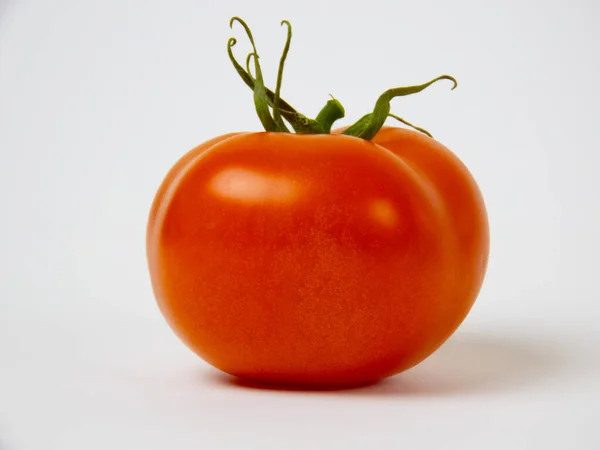 Tomate Vermelho Geneticamente Modificado Fundo Branco Conceito Produtos — Fotografia de Stock