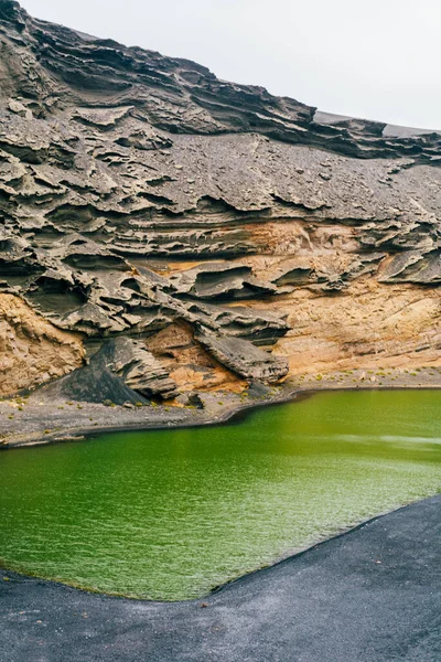 Gyönyörű Kilátás Nyílik Lago Verde Zöld Lanzarote Kanári Szigetek Spanyolország — Stock Fotó