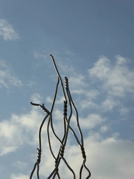 Simplicity Wire Sculpture Old Town Barcelona Catalonia Spain — стоковое фото