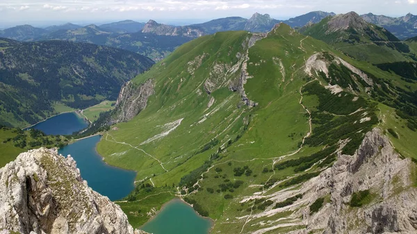 Vista Desde Lachenspitze Hasta Traualpsee Vilsalpsee Tannheimer Tal Austria — Foto de Stock