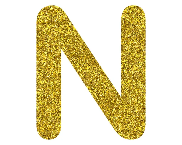 Een Geïsoleerde Letter Bestaande Uit Gouden Glitter Witte Achtergrond — Stockfoto