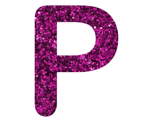 Una Letra Aislada Compuesta Purpurina Rosa Sobre Fondo Blanco —  Fotos de Stock